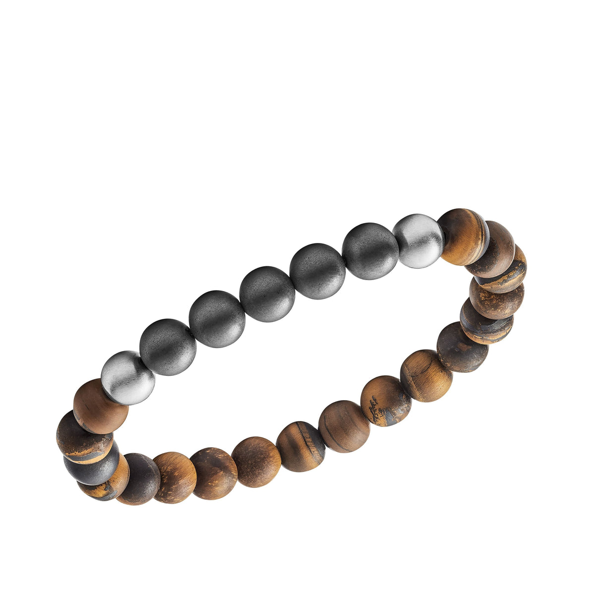 Tiger's Eye, Hematite and Steel Bracelet, JOF00492040