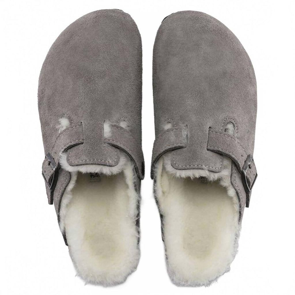 Unisex Boston Fur Coin Shearling Clog In Stone