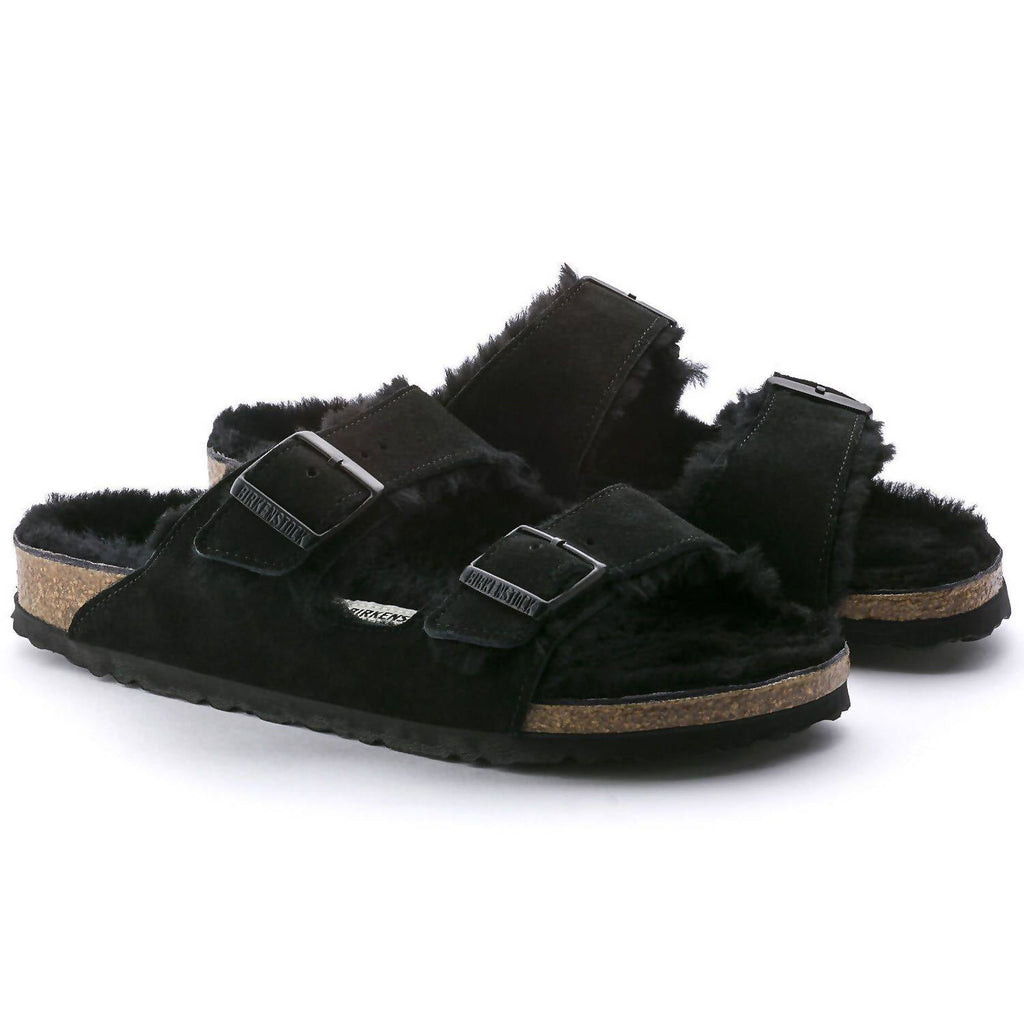 Unisex Arizona Fur Shearling Sandal In Black