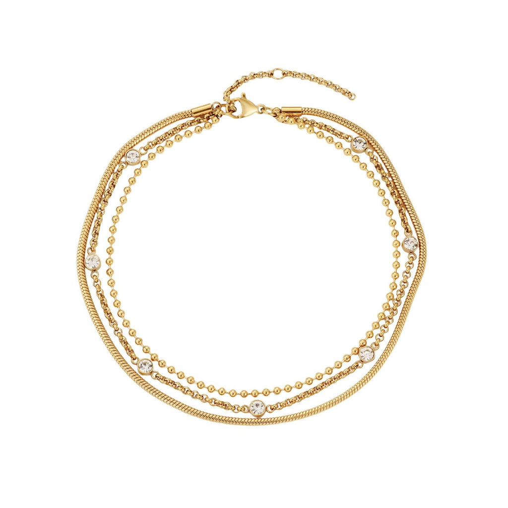 Tarnish Resistant 18k Gold Plated Triple Layered Anklet