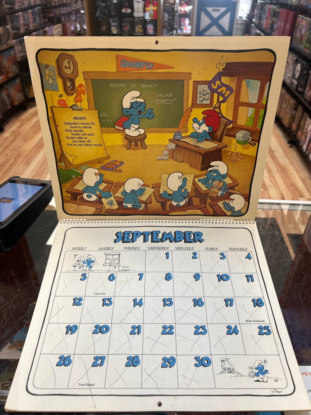 16 Month Calender -1982/1983- (Vintage Smurfs, Schleich Peyo)
