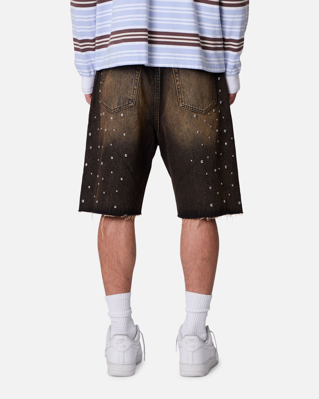 MNML Baggy Stud Denim Shorts Black