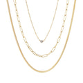 Tarnish Resistant 18k Gold Plated CZ Solitaire Pendant and 2 Chain Necklace Set