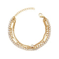 Tarnish Resistant 18k Gold Plated Layered Crystal Tennis 3-Chain Bracelet