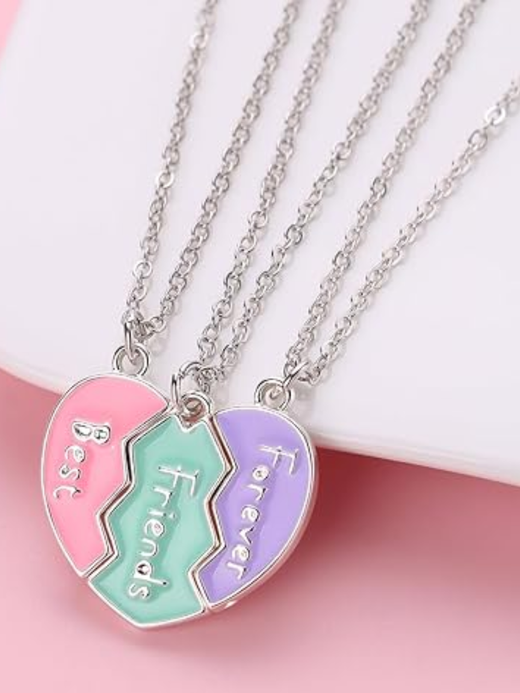 Best Friends Forever Heart Necklace Set