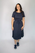 Mia Casual Midi Dress in Navy