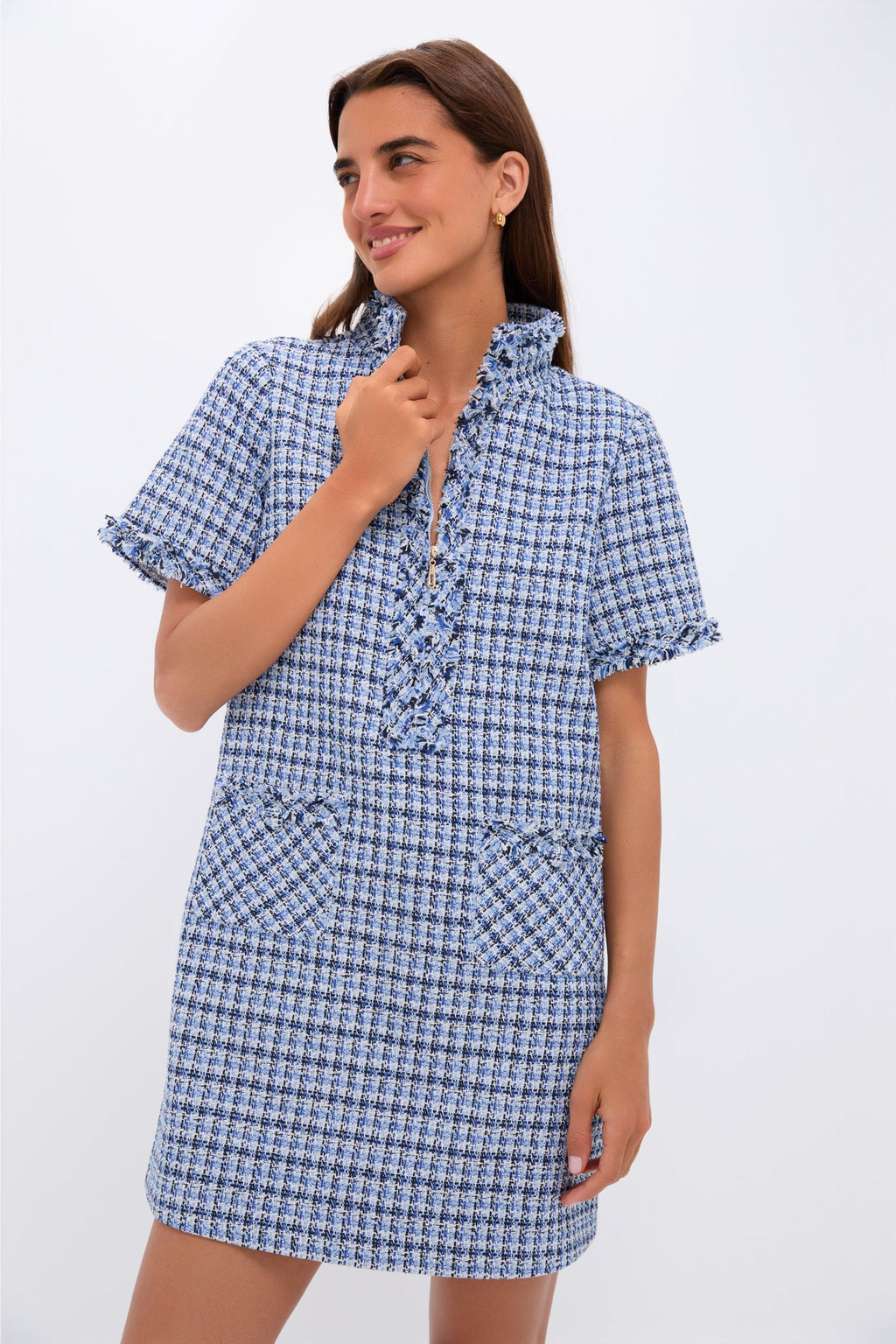 Blue Multi Tweed Ophelia Dress