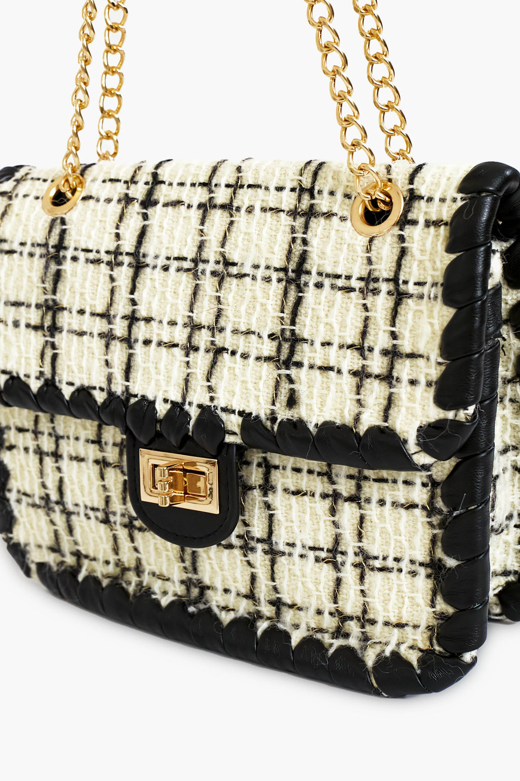 Black and White Tweed Marjorie Bag