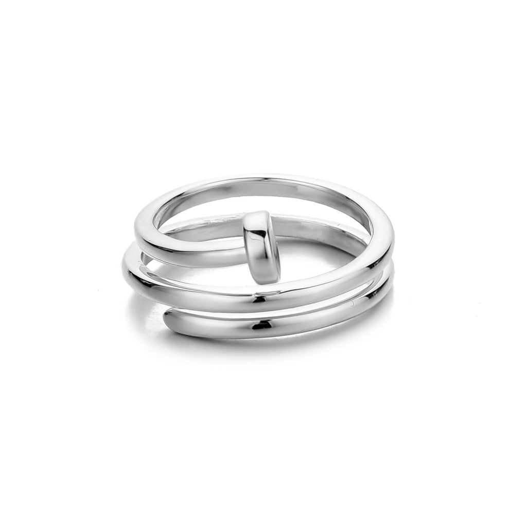 Silver Plated Nail Double Wrap Ring