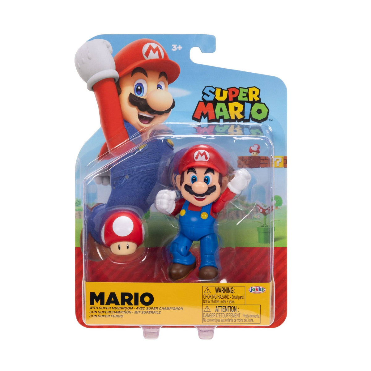 Mario with Mushroom 4" (Super Mario Brothers, Jakks Pacific) **SEALED**