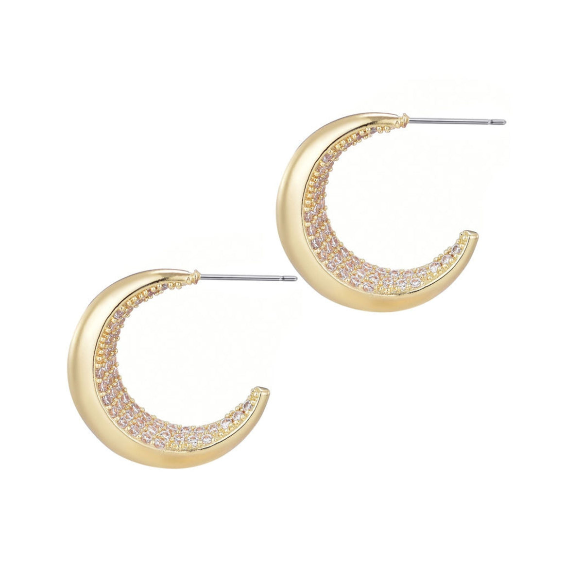 14k Gold Plated Crystal Lined Hoop Earrings