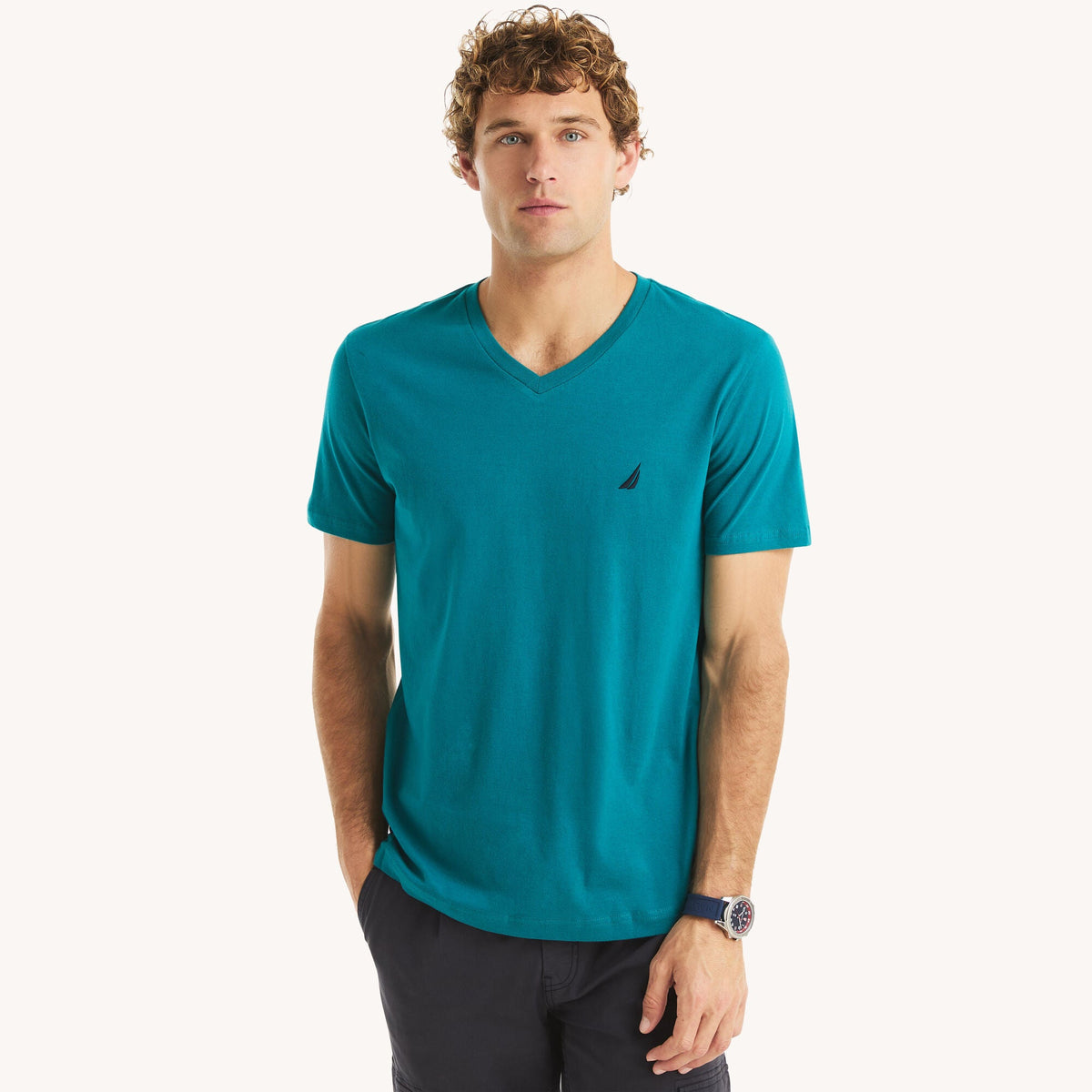Nautica Mens Premium Cotton V-Neck T-Shirt