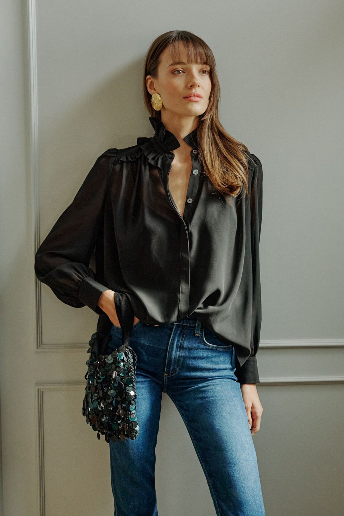 Black Sheer Elana Blouse