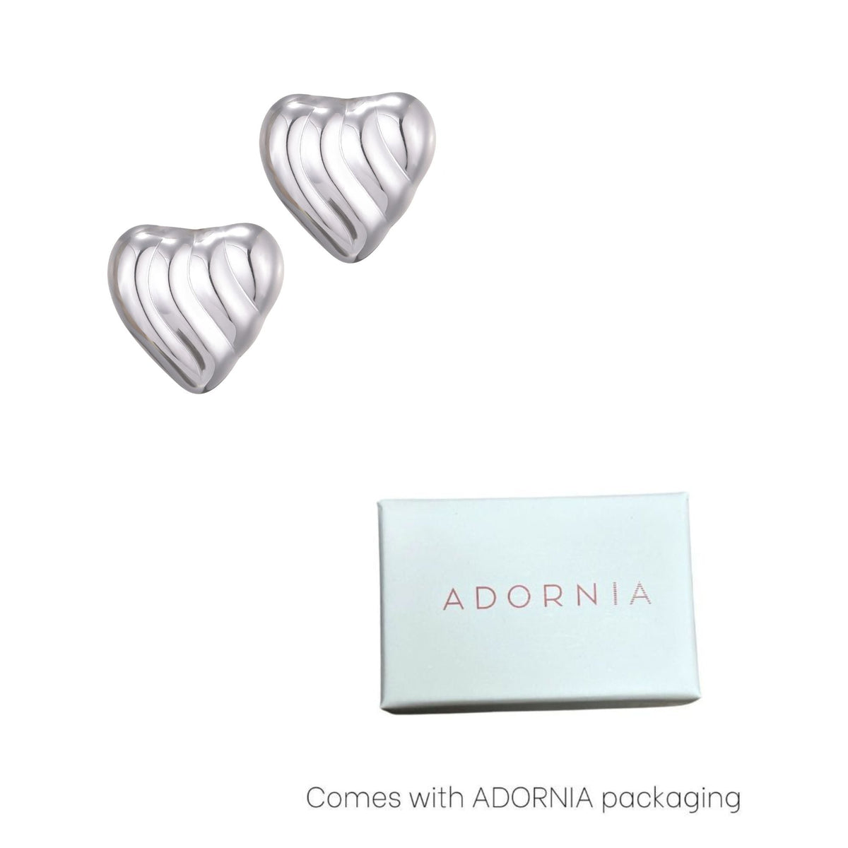 Silver Plated Heart Statement Stud Earrings