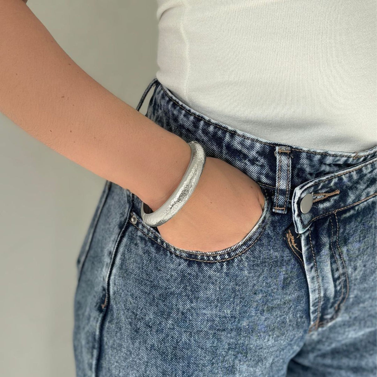 Silver Plated Texturized Bangle