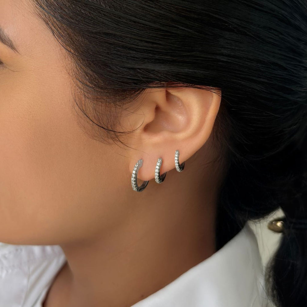 Silver Plated Huggie Hoop Earrings Pack