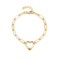 14k Gold Plated Paperclip Chain Outline Heart Bracelet