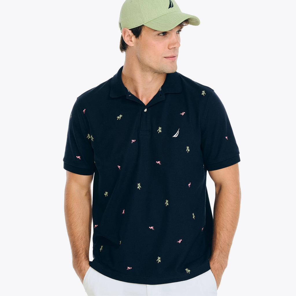 Nautica Mens Classic Fit Printed Deck Polo