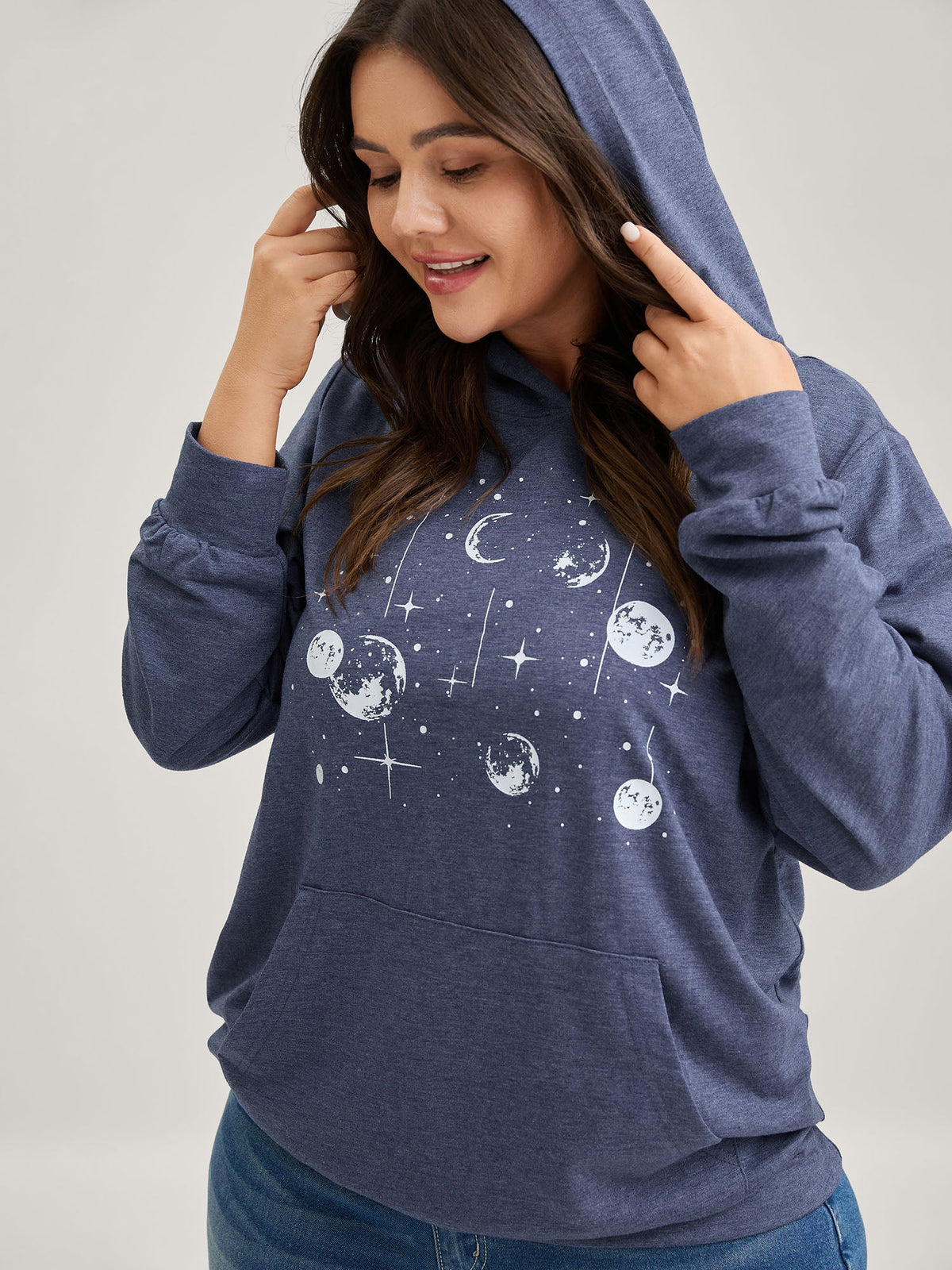 Celestial Print Solid Hoodie