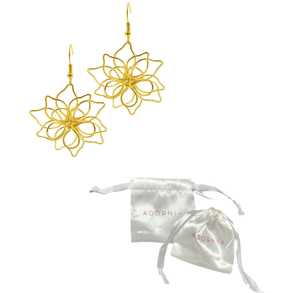 14k Gold Plated Wire Flower Earrings