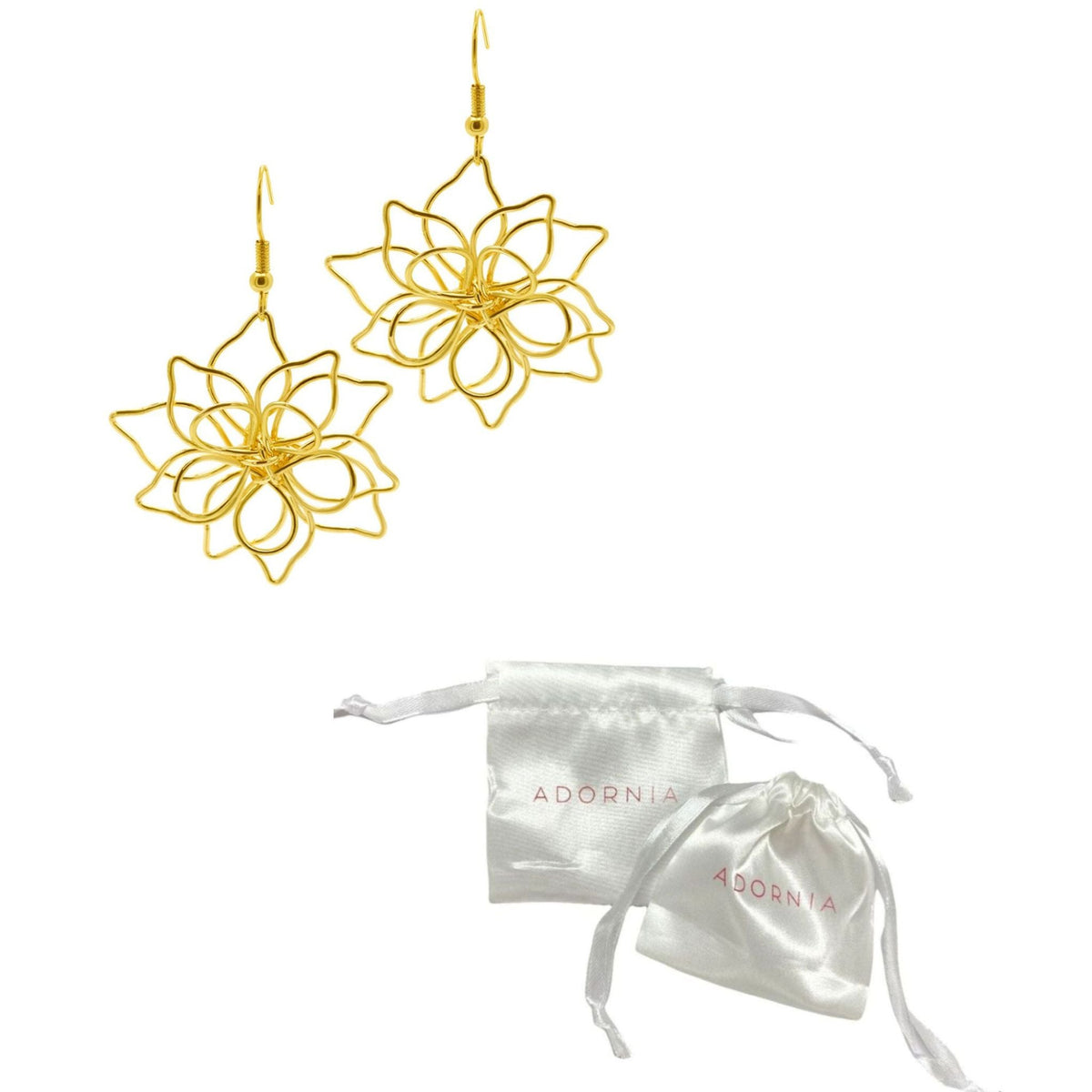 14k Gold Plated Wire Flower Earrings