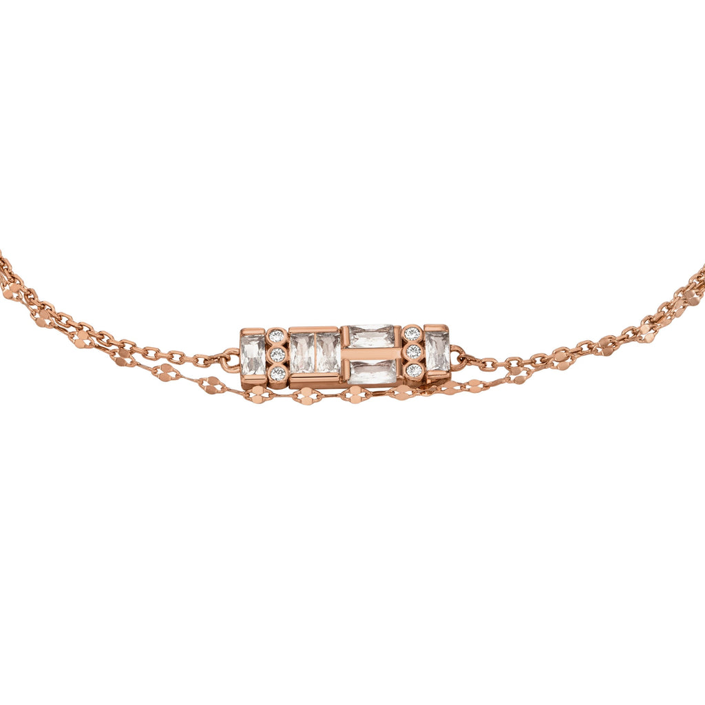 Fossil Women's Hazel Sparkling Baguettes Rose Gold-Tone Brass Multi-Strand Bracelet