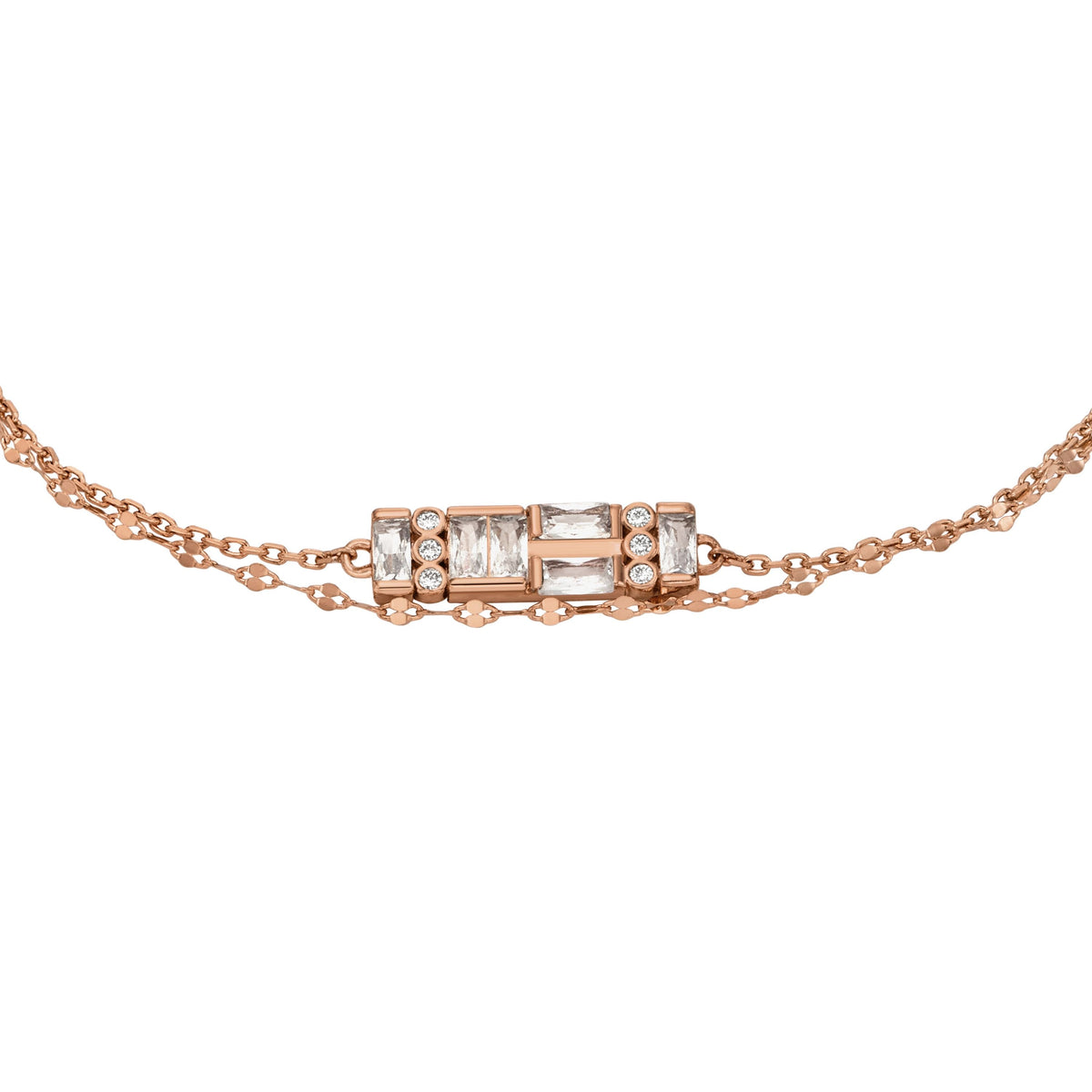 Fossil Women's Hazel Sparkling Baguettes Rose Gold-Tone Brass Multi-Strand Bracelet