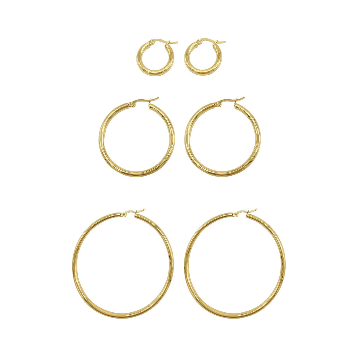 Adornia Hoop Earring Set gold