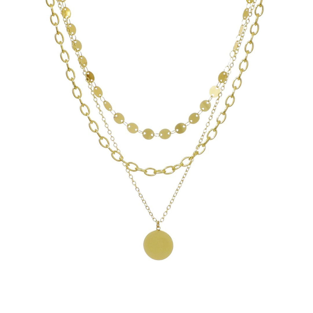 14k Gold Plated 3-Layer Toggle and Confetti Necklace