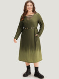 Tie Dye Pocket Round Neck Cut Out Dress