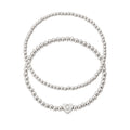 Silver Plated Ball Bead Initial Bracelet Set