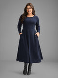 Textured Knit Fit-And-Flare Midi Dress
