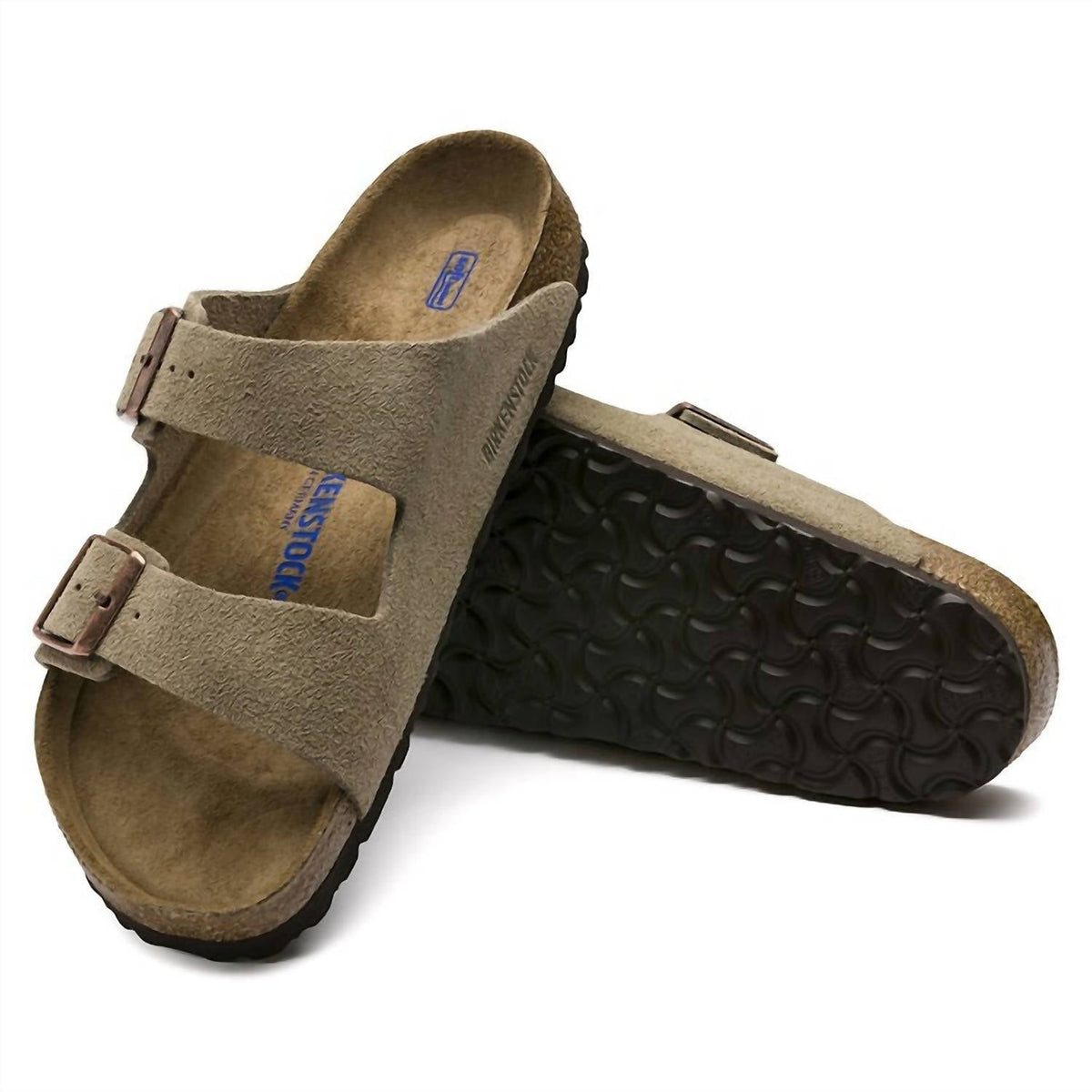 Unisex Arizona Suede Soft Footbed Sandals In Taupe