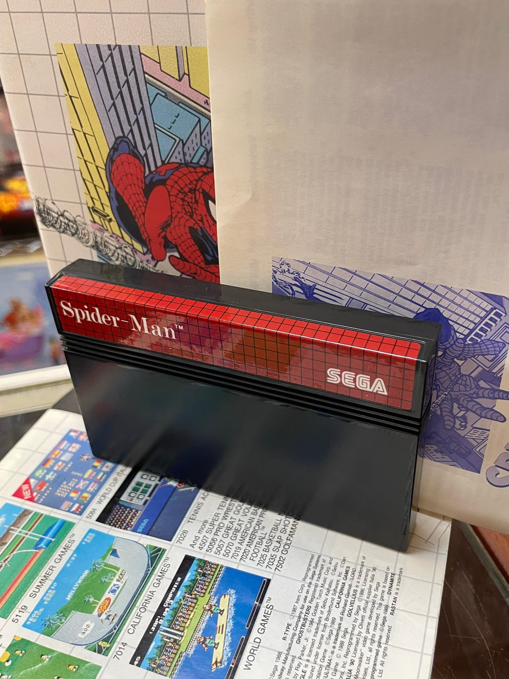 Spider-Man with Pack Sticker (SEGA Master System SMS, Video Games) **COMPLETE**