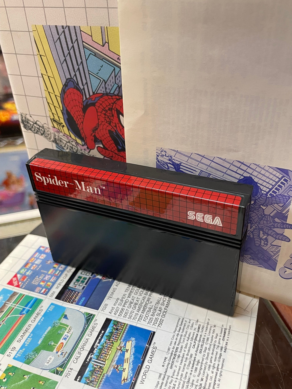 Spider-Man with Pack Sticker (SEGA Master System SMS, Video Games) **COMPLETE**