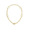 Tarnish Resistant 18k Gold Plated Mixed Link Toggle Necklace