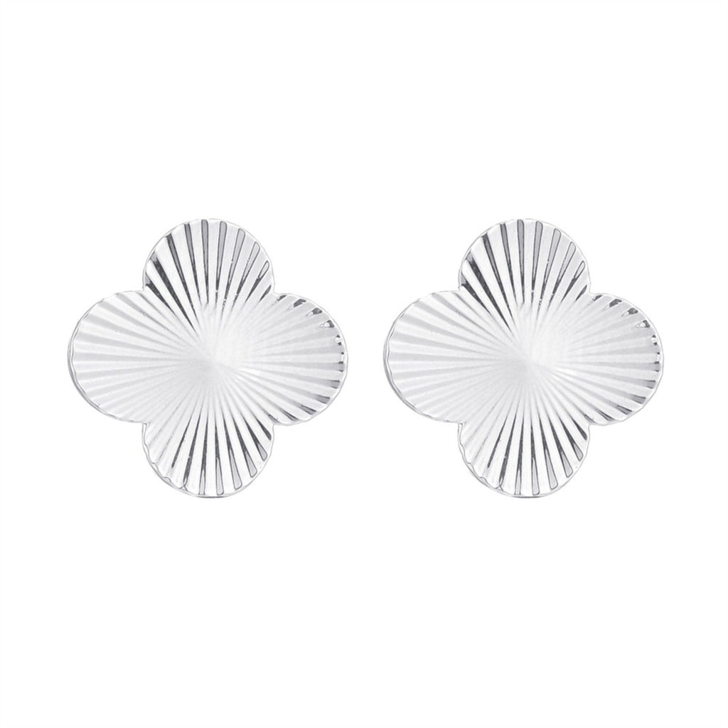 Silver Plated Prismatic Clover Stud Earrings