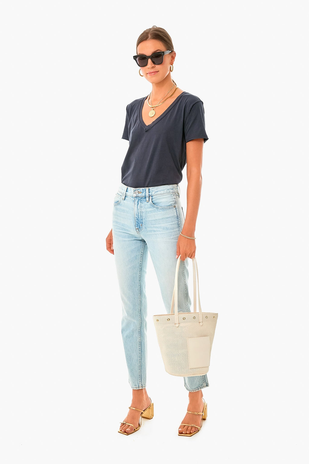 Black Organic Cotton V Neck Tee