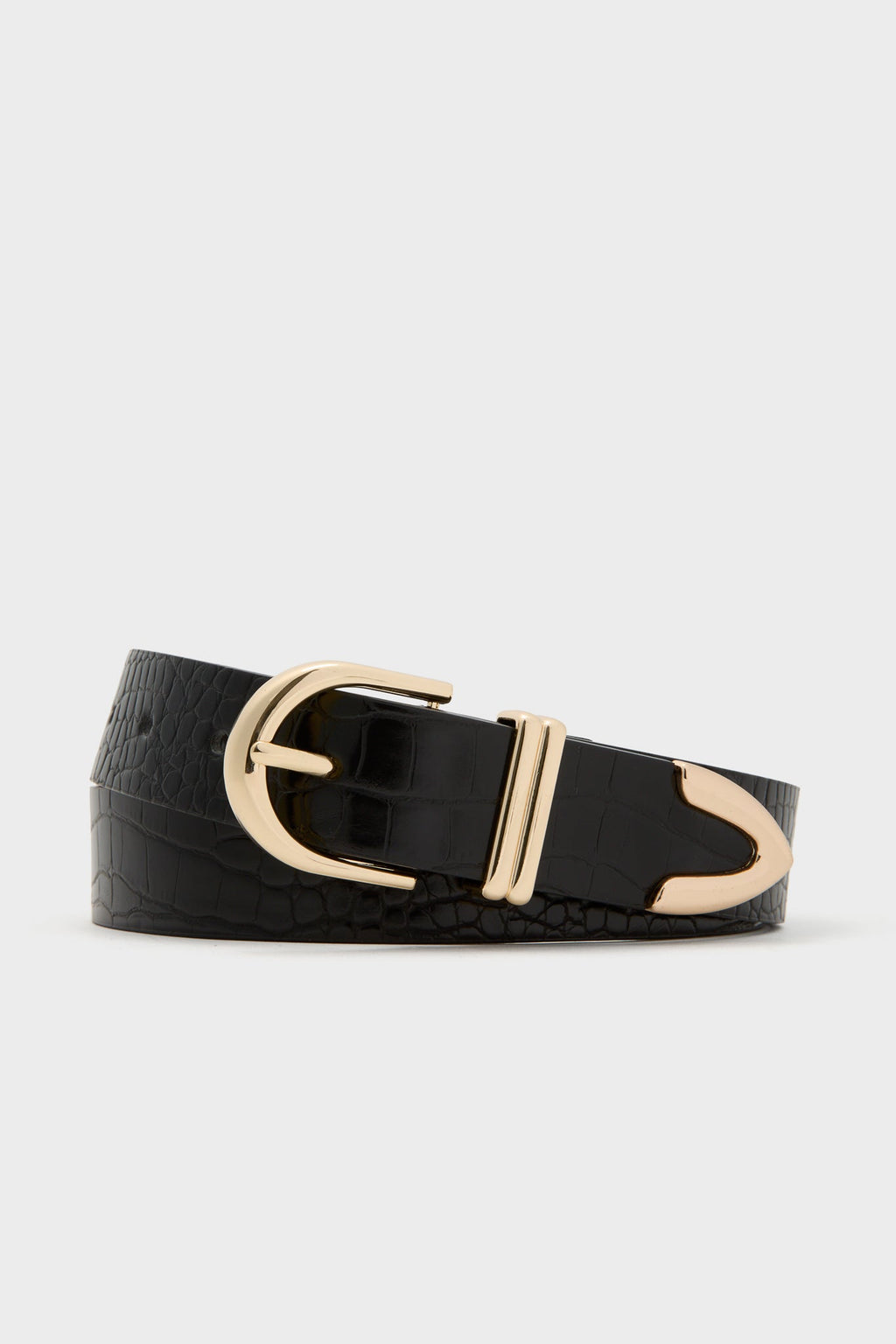 Black Croc and Gold Jeanette Belt