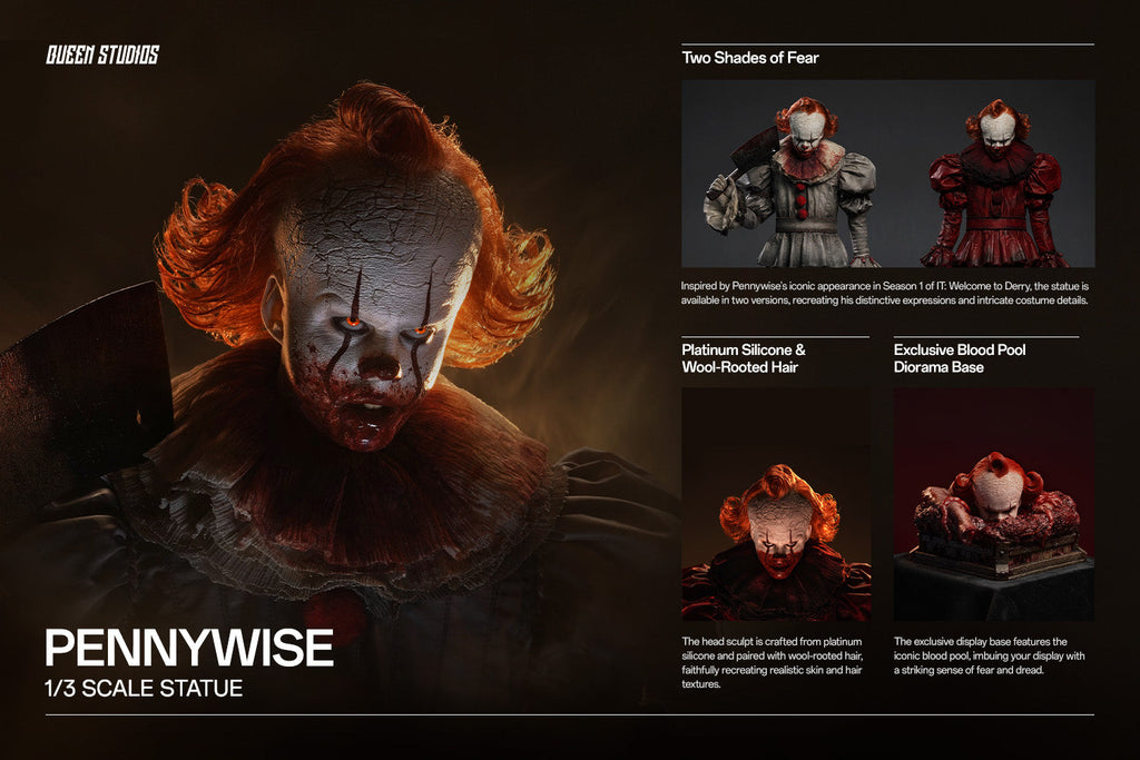 IT Welcome to Derry (Season 1): Pennywise 1/3 Statue Premium Version Set
