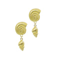 Gold Plated Swirl and Shell Drop Earrings
