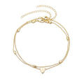 14k Gold Plated Heart Adjustable Anklet Set