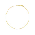 14k Gold Plated Pave CZ Sideways Initial Anklet