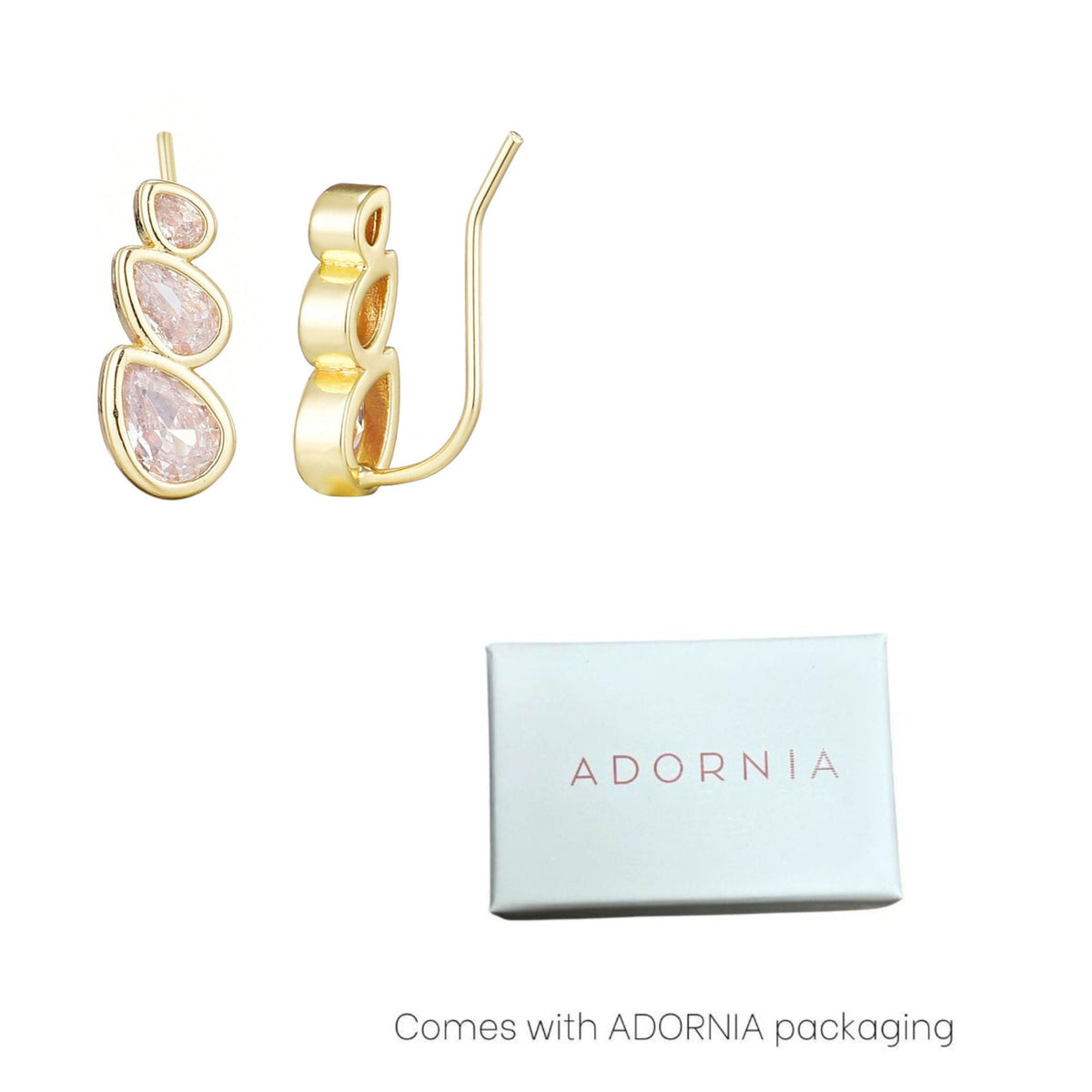 14k Gold Plated Crystal Climber Earrings