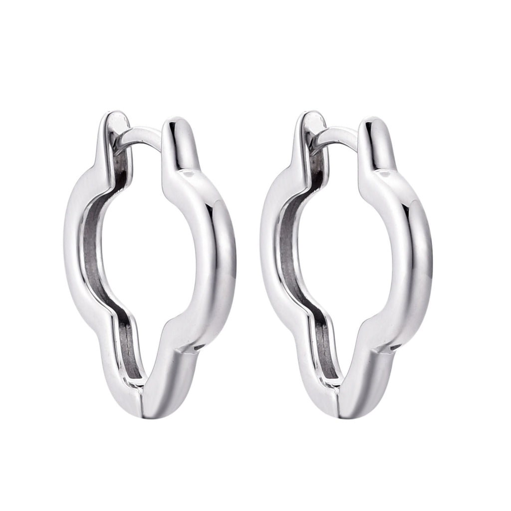 Silver Plated Clover Hoop Earrings