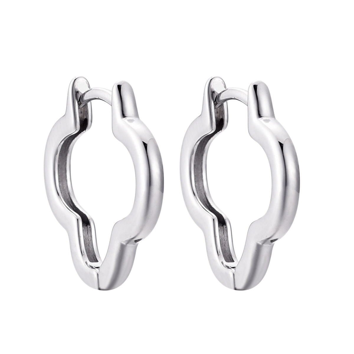 Silver Plated Clover Hoop Earrings