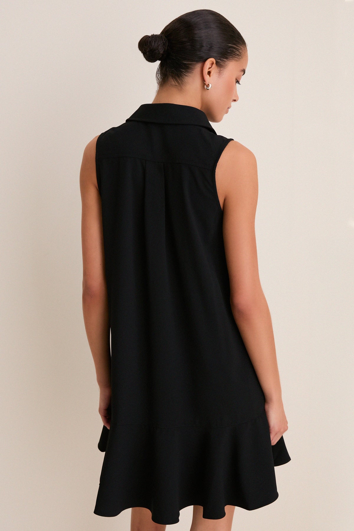 Black Crepe Sleeveless Callahan Shirt Dress
