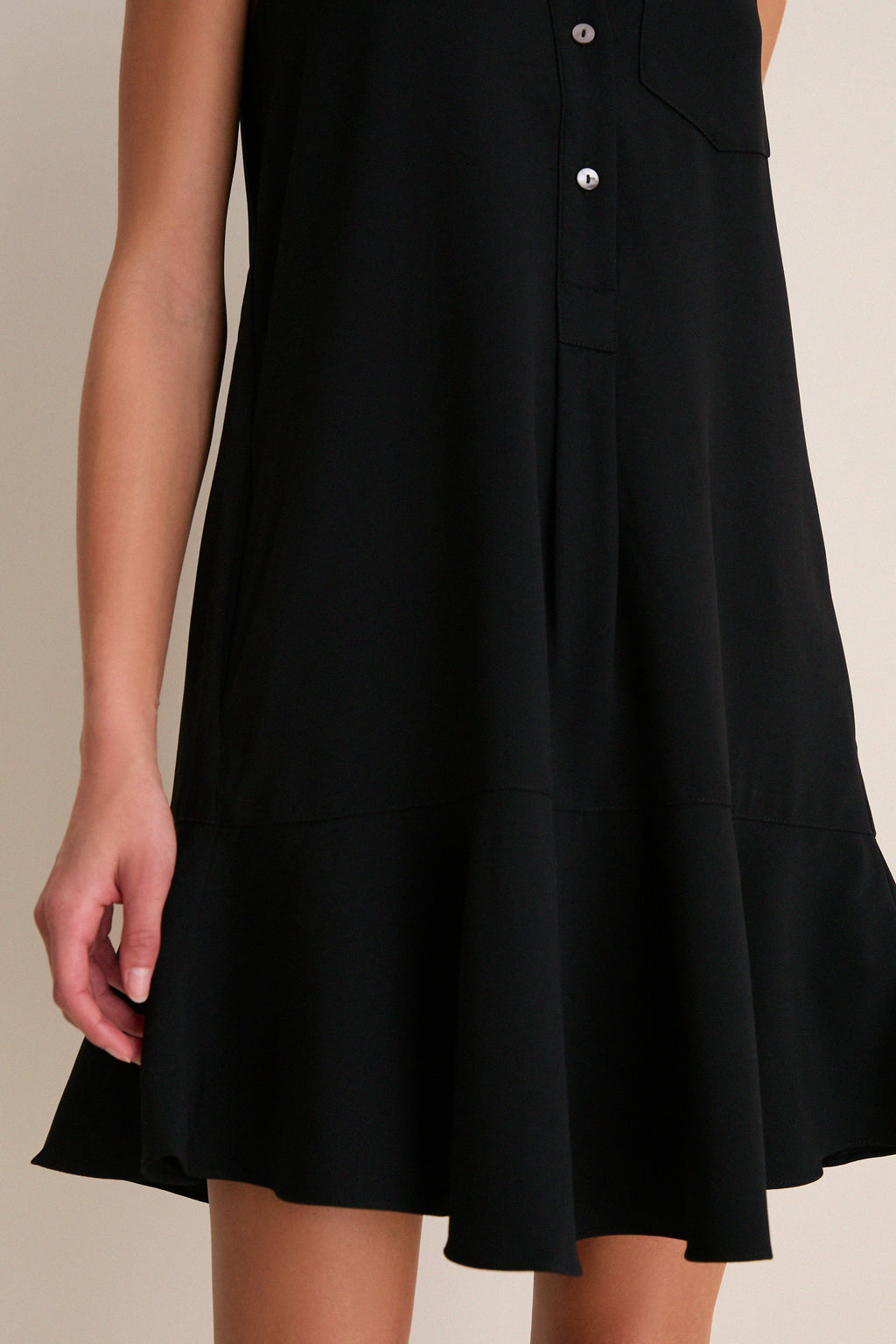 Black Crepe Sleeveless Callahan Shirt Dress