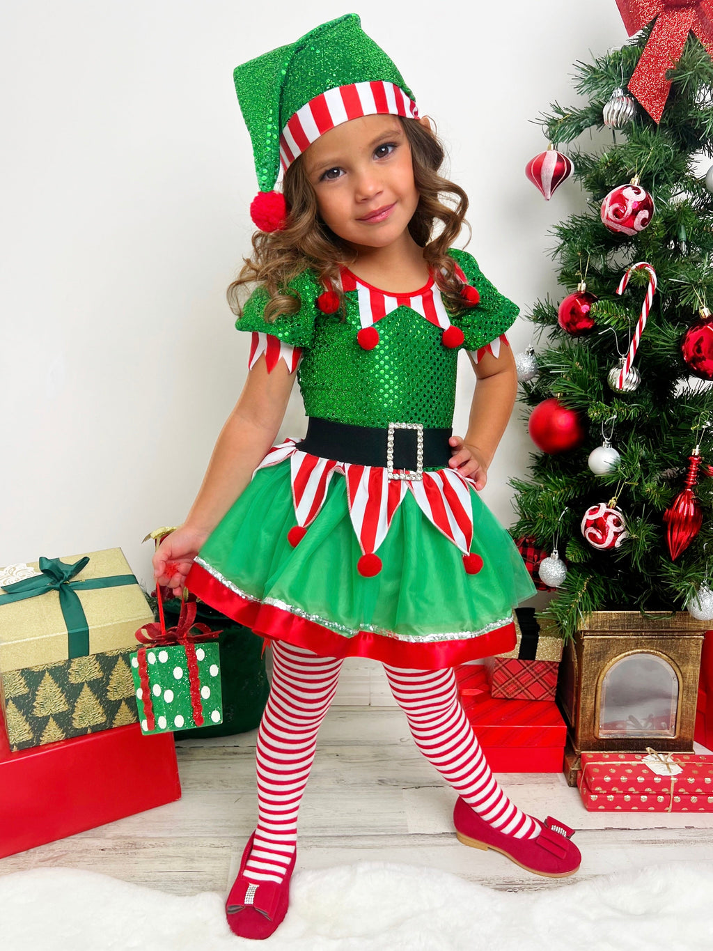 Believe In Your Elf Sparkle Tutu Dress with Hat