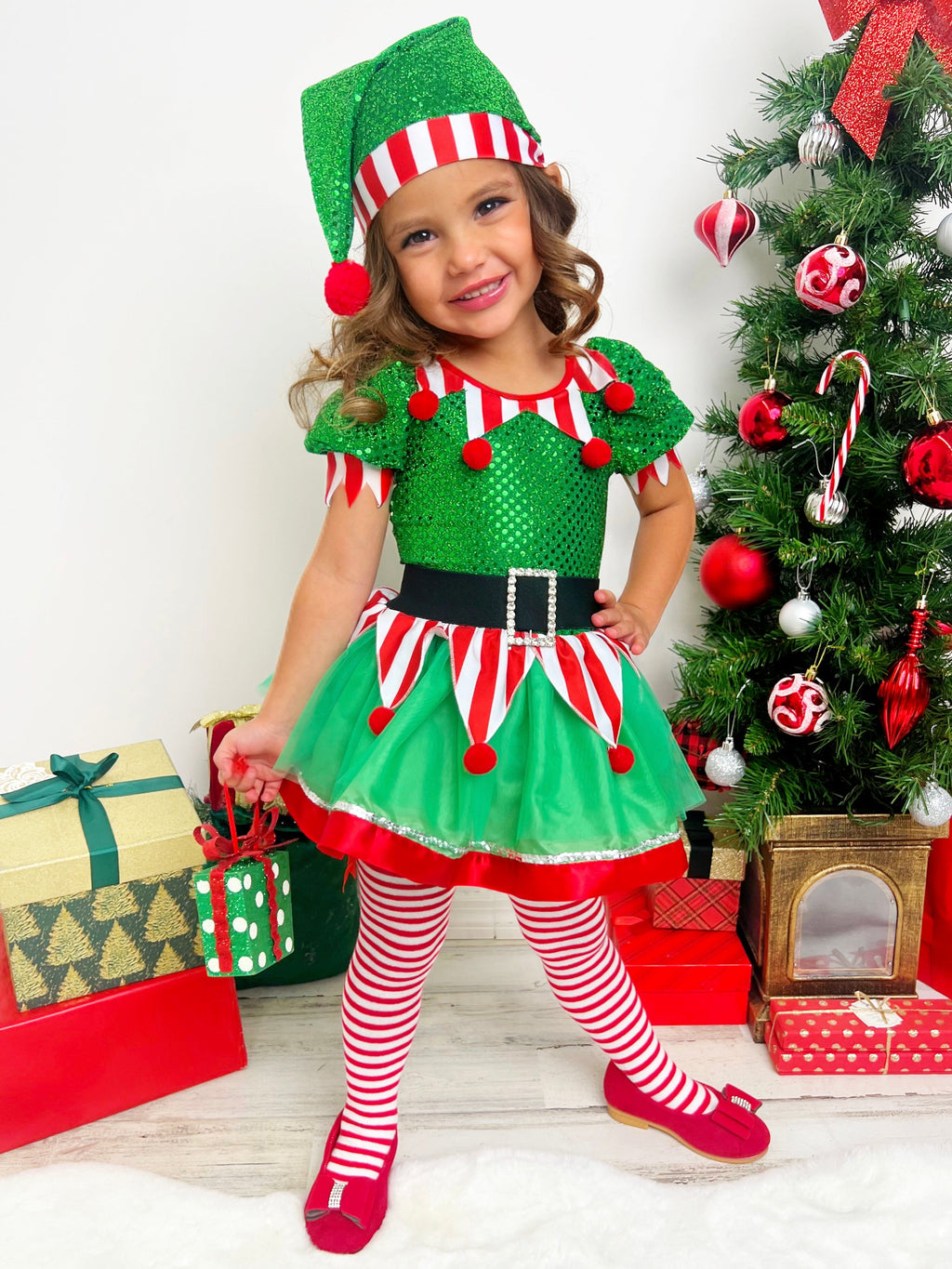 Believe In Your Elf Sparkle Tutu Dress with Hat